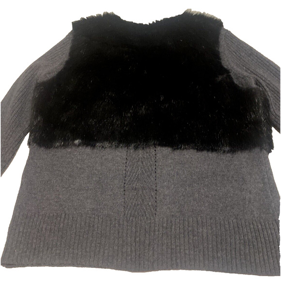 Simply Vera -Vera Wang Womens Sweater Extra-Large Grey Wool Faux Fur Cardigan - Picture 8 of 16